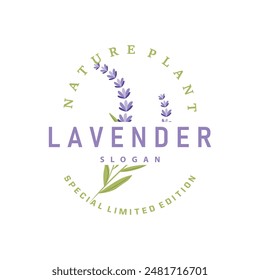 Lavender Logo Elegant Purple Flower Plant Illustration Floral Ornament Design