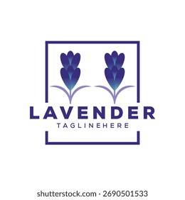 Diseño floral del ornamento de la ilustración de la planta violeta elegante del logotipo de la lavanda.