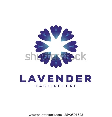 Lavender Logo Elegant Violet Flower Plant Illustration Floral Ornament Design.