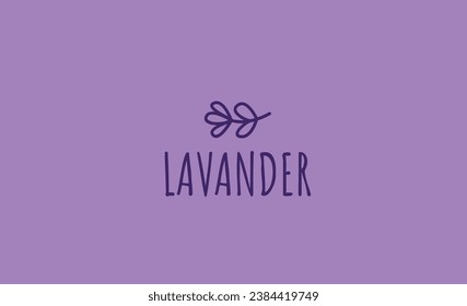 logotipo de lavanda, logotipo de flor minimalista, diseño de icono de lavanda púrpura, marca de palabra dibujada a mano