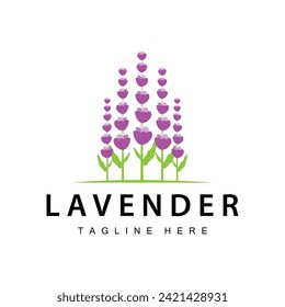 Lavender logo simple design vector cosmetic plant purple color and aromatherapy lavender flower garden template
