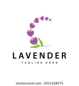Lavender logo simple design vector cosmetic plant purple color and aromatherapy lavender flower garden template