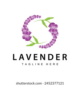 Lavender logo simple design vector cosmetic plant purple color and aromatherapy lavender flower garden template