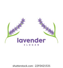 Lavender Logo, Simple Elegant Purple Flower Plant Vector, Greeting Card Design, Banner, Flower Ornament, Lavender Hand Drawn Wedding, Icon Symbol Illustration