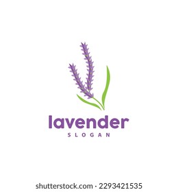 Lavender Logo, Simple Elegant Purple Flower Plant Vector, Greeting Card Design, Banner, Flower Ornament, Lavender Hand Drawn Wedding, Icon Symbol Illustration