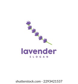 Lavender Logo, Simple Elegant Purple Flower Plant Vector, Greeting Card Design, Banner, Flower Ornament, Lavender Hand Drawn Wedding, Icon Symbol Illustration