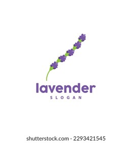 Lavender Logo, Simple Elegant Purple Flower Plant Vector, Greeting Card Design, Banner, Flower Ornament, Lavender Hand Drawn Wedding, Icon Symbol Illustration