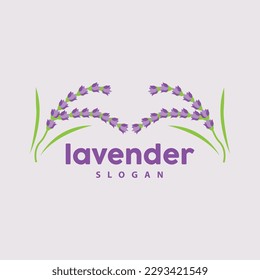 Lavender Logo, Simple Elegant Purple Flower Plant Vector, Greeting Card Design, Banner, Flower Ornament, Lavender Hand Drawn Wedding, Icon Symbol Illustration