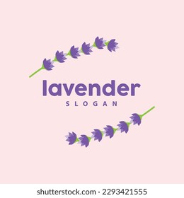 Logo de Lavender, Vector de Planta de Flor Púrpura Sencillo Elegante, Diseño de Tarjeta de Saludo, Banner, Ornamento de Flor, Boda de Mano de Lavanda, Ilustración de Símbolo de Icono