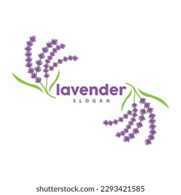 Lavender Logo, Simple Elegant Purple Flower Plant Vector, Greeting Card Design, Banner, Flower Ornament, Lavender Hand Drawn Wedding, Icon Symbol Illustration