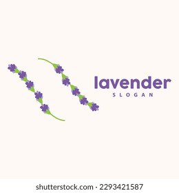 Logo de Lavender, Vector de Planta de Flor Púrpura Sencillo Elegante, Diseño de Tarjeta de Saludo, Banner, Ornamento de Flor, Boda de Mano de Lavanda, Ilustración de Símbolo de Icono