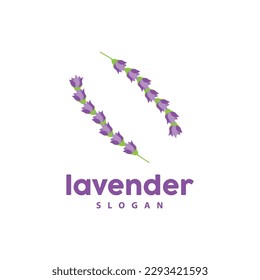 Lavender Logo, Simple Elegant Purple Flower Plant Vector, Greeting Card Design, Banner, Flower Ornament, Lavender Hand Drawn Wedding, Icon Symbol Illustration