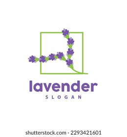 Lavender Logo, Simple Elegant Purple Flower Plant Vector, Greeting Card Design, Banner, Flower Ornament, Lavender Hand Drawn Wedding, Icon Symbol Illustration