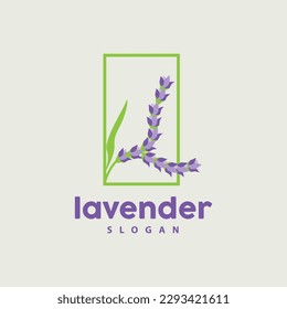 Lavender Logo, Simple Elegant Purple Flower Plant Vector, Greeting Card Design, Banner, Flower Ornament, Lavender Hand Drawn Wedding, Icon Symbol Illustration