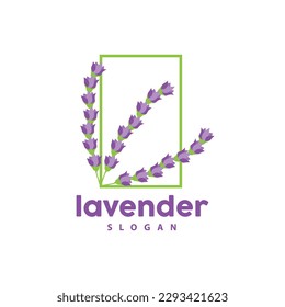 Lavender Logo, Simple Elegant Purple Flower Plant Vector, Greeting Card Design, Banner, Flower Ornament, Lavender Hand Drawn Wedding, Icon Symbol Illustration