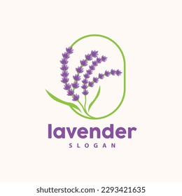 Lavender Logo, Simple Elegant Purple Flower Plant Vector, Greeting Card Design, Banner, Flower Ornament, Lavender Hand Drawn Wedding, Icon Symbol Illustration