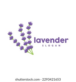 Lavender Logo, Simple Elegant Purple Flower Plant Vector, Greeting Card Design, Banner, Flower Ornament, Lavender Hand Drawn Wedding, Icon Symbol Illustration