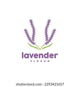 Lavender Logo, Simple Elegant Purple Flower Plant Vector, Greeting Card Design, Banner, Flower Ornament, Lavender Hand Drawn Wedding, Icon Symbol Illustration