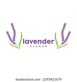 Lavender Logo, Simple Elegant Purple Flower Plant Vector, Greeting Card Design, Banner, Flower Ornament, Lavender Hand Drawn Wedding, Icon Symbol Illustration