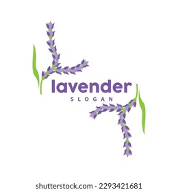 Logo de Lavender, Vector de Planta de Flor Púrpura Sencillo Elegante, Diseño de Tarjeta de Saludo, Banner, Ornamento de Flor, Boda de Mano de Lavanda, Ilustración de Símbolo de Icono