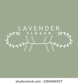 Logo de Lavender, Vector de Planta de Flor Púrpura Sencillo Elegante, Diseño de Tarjeta de Saludo, Banner, Ornamento de Flor, Boda de Mano de Lavanda, Ilustración de Símbolo de Icono