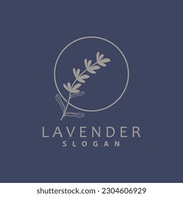 Logo de Lavender, Vector de Planta de Flor Púrpura Sencillo Elegante, Diseño de Tarjeta de Saludo, Banner, Ornamento de Flor, Boda de Mano de Lavanda, Ilustración de Símbolo de Icono