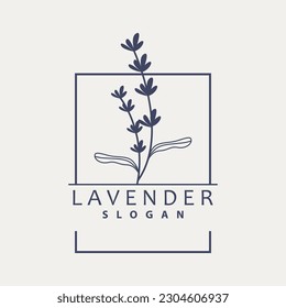 Logo de Lavender, Vector de Planta de Flor Púrpura Sencillo Elegante, Diseño de Tarjeta de Saludo, Banner, Ornamento de Flor, Boda de Mano de Lavanda, Ilustración de Símbolo de Icono