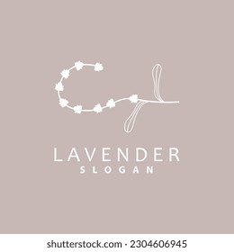 Lavender Logo, Simple Elegant Purple Flower Plant Vector, Greeting Card Design, Banner, Flower Ornament, Lavender Hand Drawn Wedding, Icon Symbol Illustration