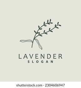 Lavender Logo, Simple Elegant Purple Flower Plant Vector, Greeting Card Design, Banner, Flower Ornament, Lavender Hand Drawn Wedding, Icon Symbol Illustration