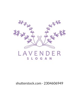 Lavender Logo, Simple Elegant Purple Flower Plant Vector, Greeting Card Design, Banner, Flower Ornament, Lavender Hand Drawn Wedding, Icon Symbol Illustration