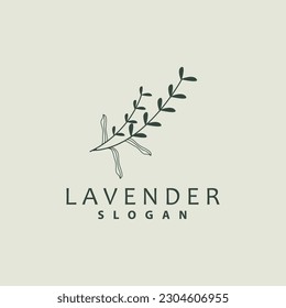 Lavender Logo, Simple Elegant Purple Flower Plant Vector, Greeting Card Design, Banner, Flower Ornament, Lavender Hand Drawn Wedding, Icon Symbol Illustration