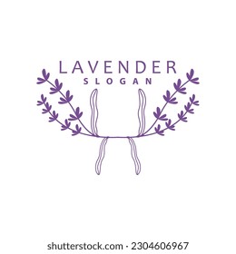 Lavender Logo, Simple Elegant Purple Flower Plant Vector, Greeting Card Design, Banner, Flower Ornament, Lavender Hand Drawn Wedding, Icon Symbol Illustration