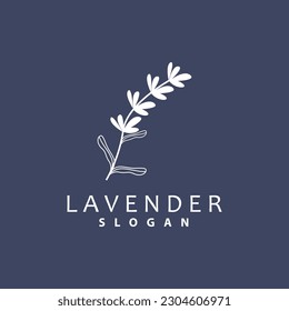 Logo de Lavender, Vector de Planta de Flor Púrpura Sencillo Elegante, Diseño de Tarjeta de Saludo, Banner, Ornamento de Flor, Boda de Mano de Lavanda, Ilustración de Símbolo de Icono