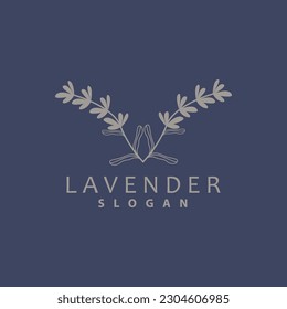 Logo de Lavender, Vector de Planta de Flor Púrpura Sencillo Elegante, Diseño de Tarjeta de Saludo, Banner, Ornamento de Flor, Boda de Mano de Lavanda, Ilustración de Símbolo de Icono