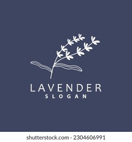 Logo de Lavender, Vector de Planta de Flor Púrpura Sencillo Elegante, Diseño de Tarjeta de Saludo, Banner, Ornamento de Flor, Boda de Mano de Lavanda, Ilustración de Símbolo de Icono