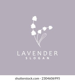 Lavender Logo, Simple Elegant Purple Flower Plant Vector, Greeting Card Design, Banner, Flower Ornament, Lavender Hand Drawn Wedding, Icon Symbol Illustration