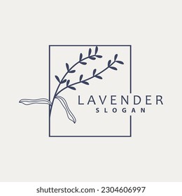 Lavender Logo, Simple Elegant Purple Flower Plant Vector, Greeting Card Design, Banner, Flower Ornament, Lavender Hand Drawn Wedding, Icon Symbol Illustration