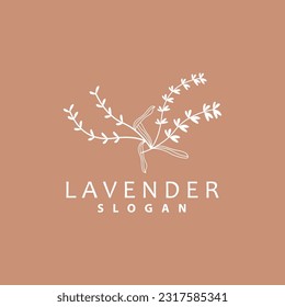 Logo de Lavender, Vector de Planta de Flor Púrpura Sencillo Elegante, Diseño de Tarjeta de Saludo, Banner, Ornamento de Flor, Boda de Mano de Lavanda, Ilustración de Símbolo de Icono