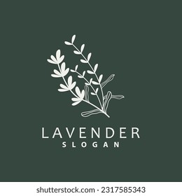 Logo de Lavender, Vector de Planta de Flor Púrpura Sencillo Elegante, Diseño de Tarjeta de Saludo, Banner, Ornamento de Flor, Boda de Mano de Lavanda, Ilustración de Símbolo de Icono