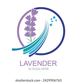 Lavender Logo, Simple Elegant Purple Flower Plant Vector, Greeting Card Flower Ornament Design Symbol Illustration