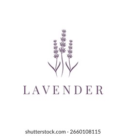 Lavender Logo, Simple Elegant Purple Flower Plant Vector, Greeting Card Design, Banner, Flower Ornament, Lavender Hand Drawn Wedding, Icon Symbol Illustration