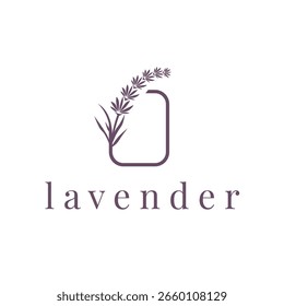 Lavender Logo, Simple Elegant Purple Flower Plant Vector, Greeting Card Design, Banner, Flower Ornament, Lavender Hand Drawn Wedding, Icon Symbol Illustration