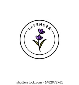 Lavender Logo Lavender in trendy linear style. Vector herbal organic lavender Icon of packaging design template and emblem. Can be used for oil, soap, cream, perfume, tea and other things