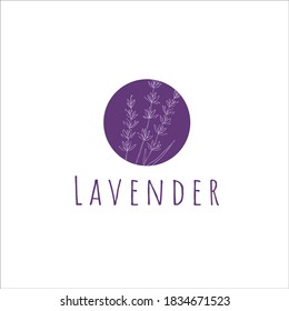 Lavender Logo. Vector logo template for flower shop design, natural cosmetics, beauty salon, wedding shop