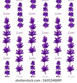lavender and love on a seamless background. A backdrop with the spirit of Provence