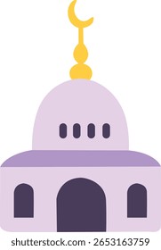 Cúpula de mesquita lavanda com crescente, simples e elegante, usada em festivos visuais de saudação Ramadã ou Eid e projetos de celebração islâmica.