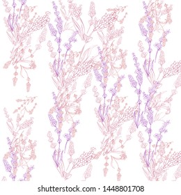 lavender natural hand drawn pattern native pashion  herbal botanical  decoration background