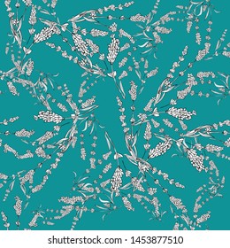 lavender natural hand drawn pattern white and black illustration. Herbal botanical  decoration background