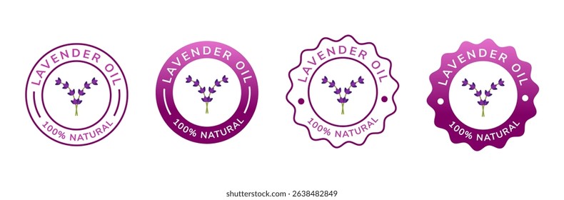 lavender oil natural label white and violet color. natural ingredient for cosmetic or beauty product.
