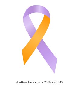 Lavender y cinta naranja conciencia Eccema, Psoriasis, Artritis psoriásica. Aislado sobre fondo blanco. Ilustración vectorial.